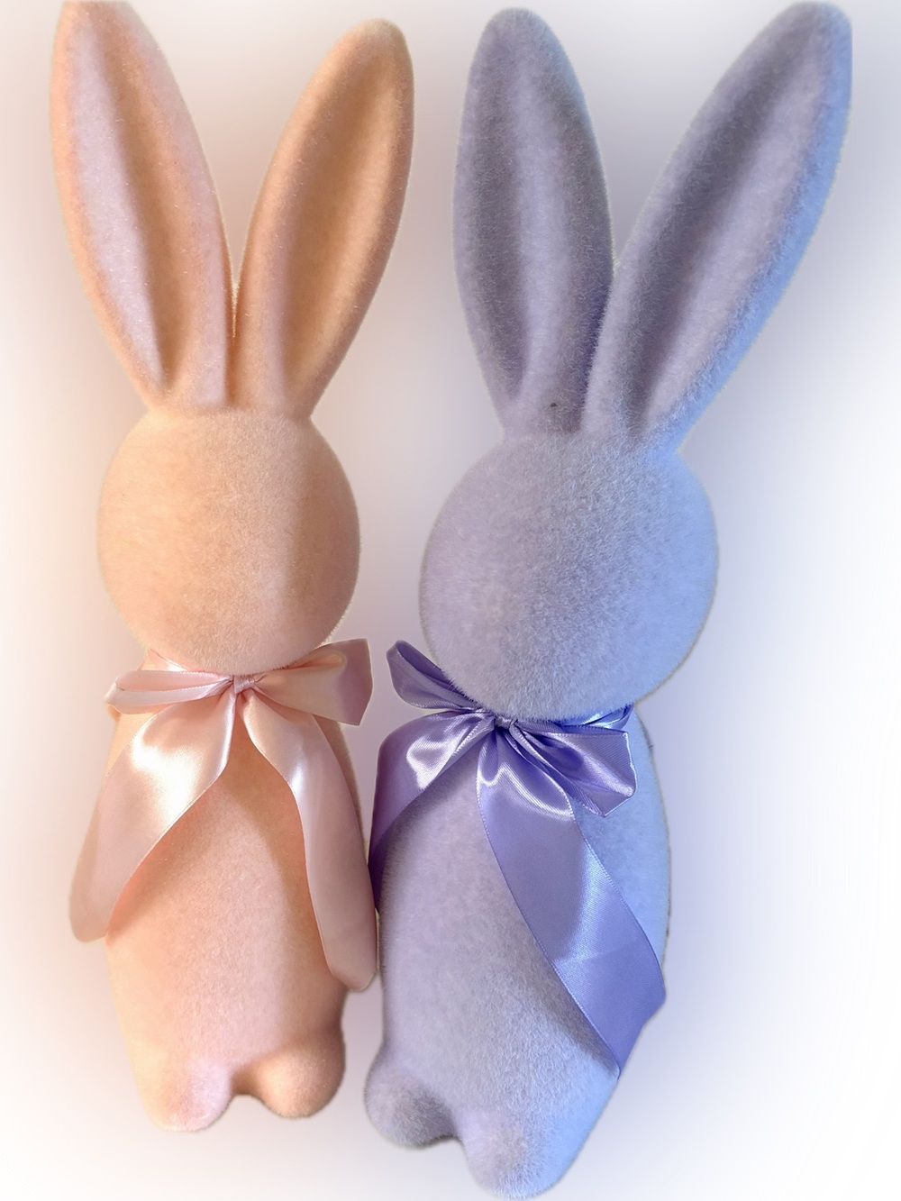 🆕 Hobby Lobby Flocked Easter Bunnies Decoration ( set of 2 - purple and pink)